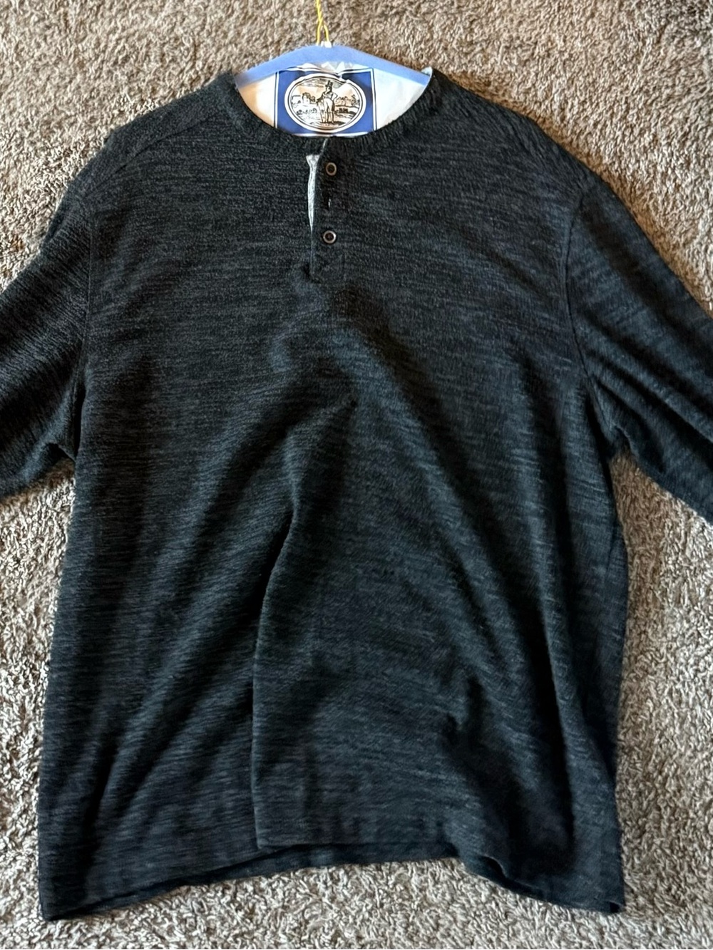 Charcoal Black Henley Long Sleeve Shirt